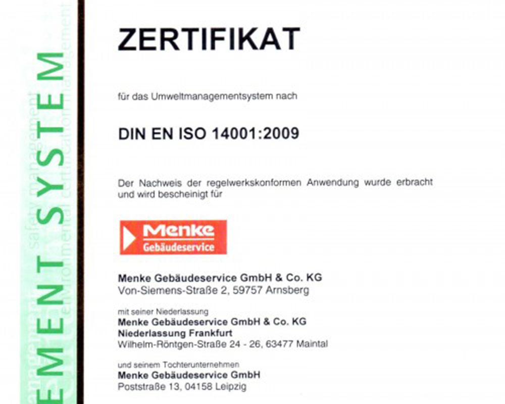 Rezertifizierung nach DIN EN ISO 14001:2009